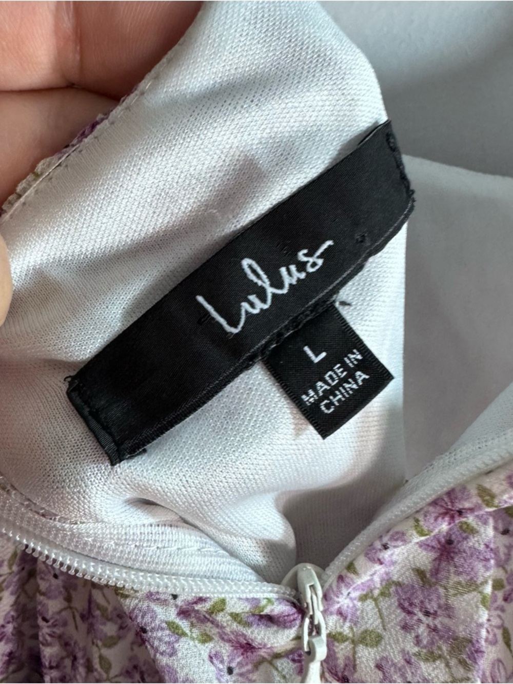 Lulu’s Lavender Floral Ruched Mini Dress Puff Sleeve Square Neck Women’s Large - Picture 7 of 9